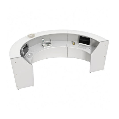 Linea Italia 3-Unit Curved Reception Desk - 11.9 ft x 71" x 46" - Material: Thermofused Laminate (TFL) - Finish: White