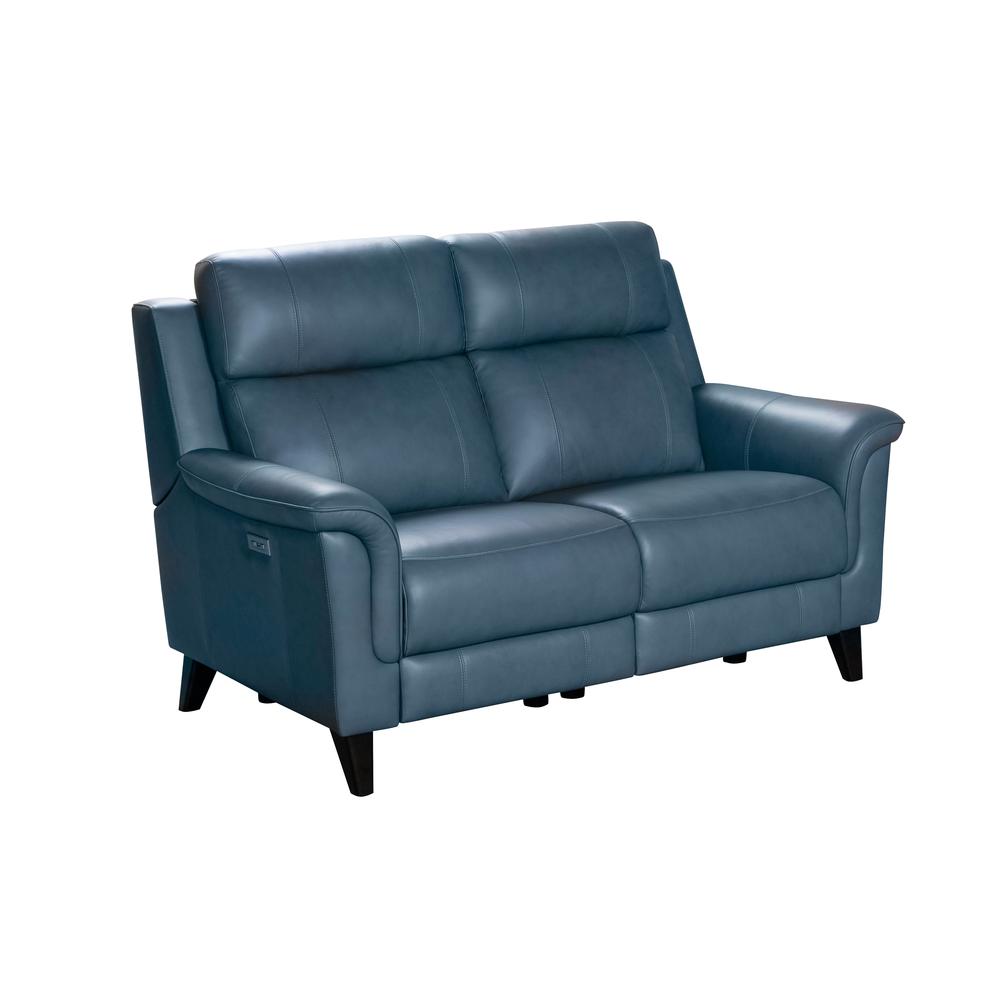 Gray Leather Power Reclining Loveseat with Hardwood Plywood Frame