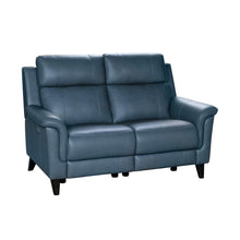 Gray Leather Power Reclining Loveseat with Hardwood Plywood Frame