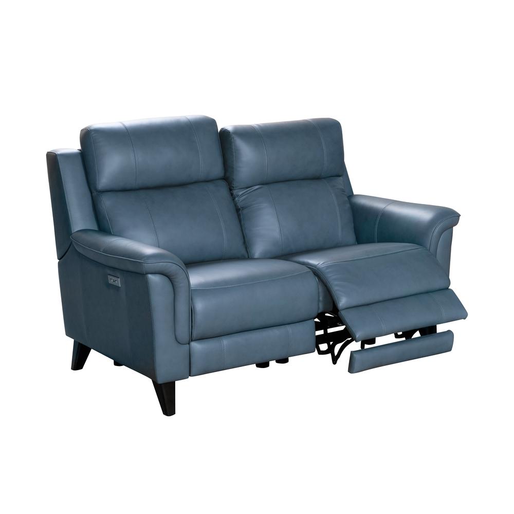 Gray Leather Power Reclining Loveseat with Hardwood Plywood Frame