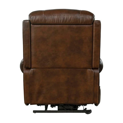 Brown Leather Recliner with Power Headrest, Lumbar, and Lift Assist