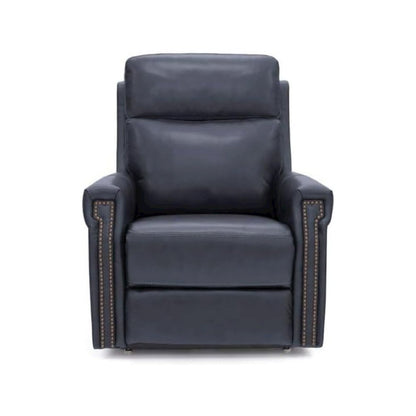 Blue Leather Recliner Chair with Lift, Heat, Power Headrest, and USB