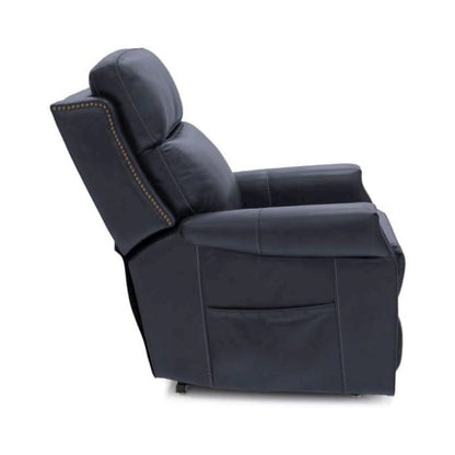 Blue Leather Recliner Chair with Lift, Heat, Power Headrest, and USB