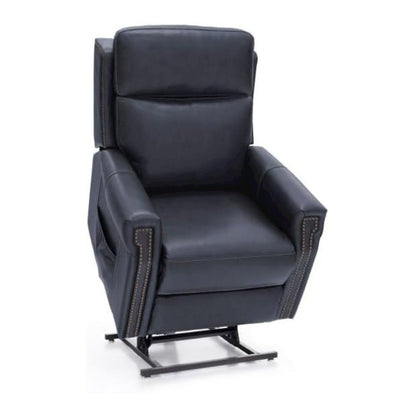 Blue Leather Recliner Chair with Lift, Heat, Power Headrest, and USB
