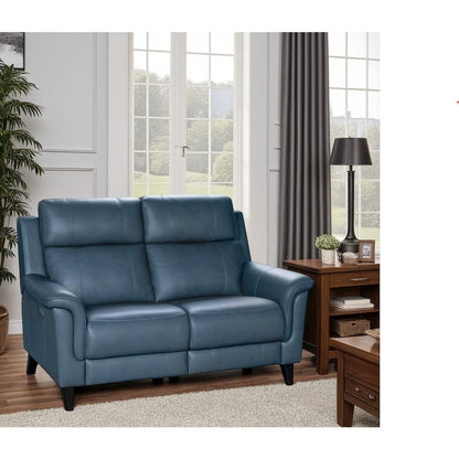 Gray Leather Power Reclining Loveseat with Hardwood Plywood Frame