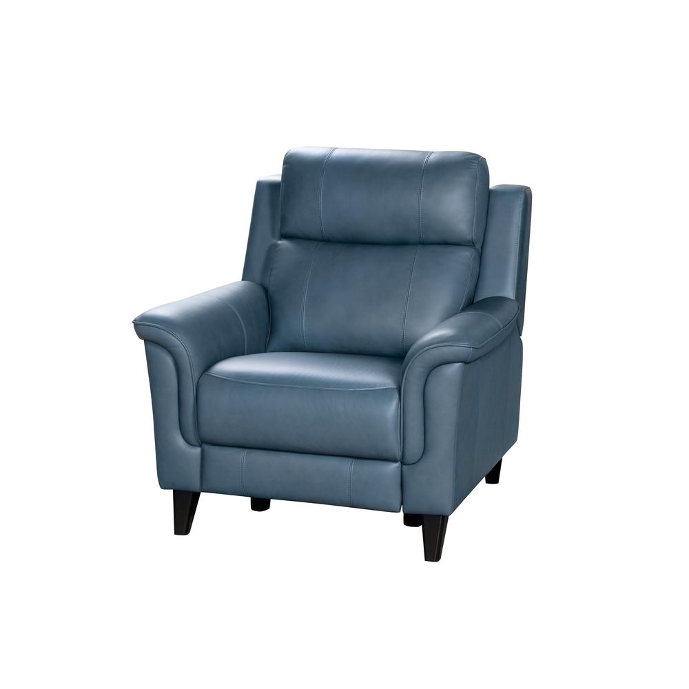 Gray Power Recliner with Adjustable Headrest and Leather Upholstery