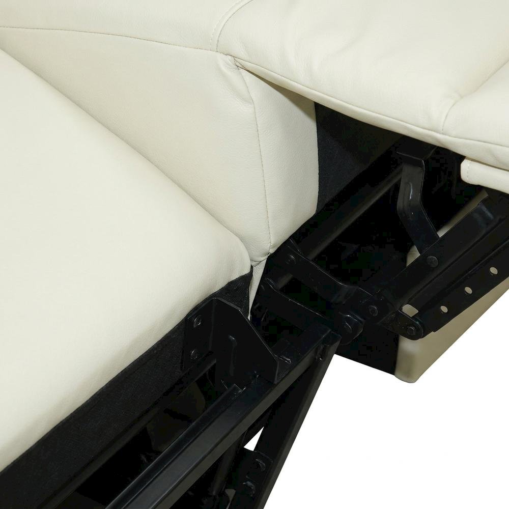 Leather Power Reclining Sofa with Power Headrest, Recliner Couch, Almond