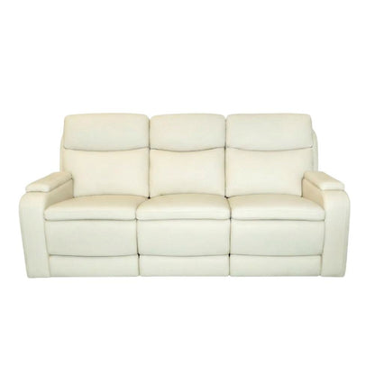 Leather Power Reclining Sofa with Power Headrest, Recliner Couch, Almond