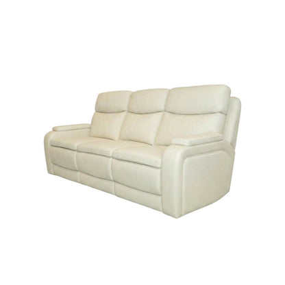 Leather Power Reclining Sofa with Power Headrest, Recliner Couch, Almond