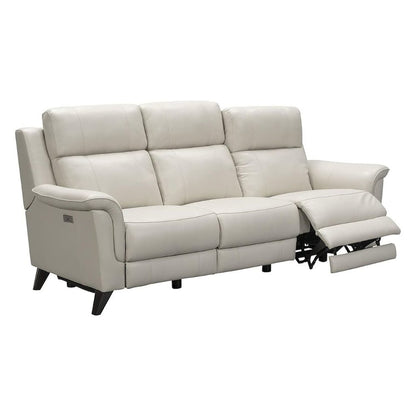 Beige Leather Recliner Sofa with Power Headrests and USB Charging Ports