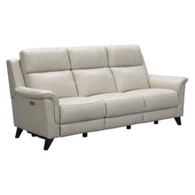 Beige Leather Recliner Sofa with Power Headrests and USB Charging Ports