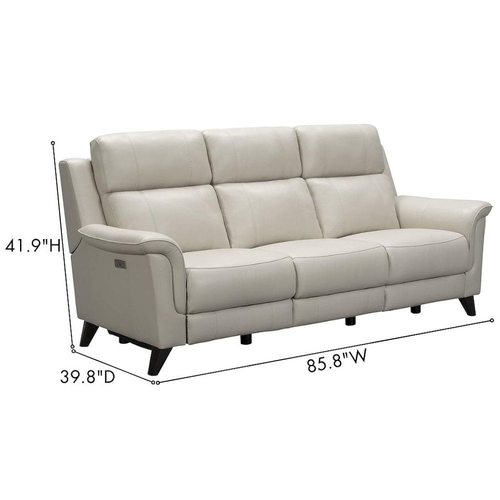 Beige Leather Recliner Sofa with Power Headrests and USB Charging Ports