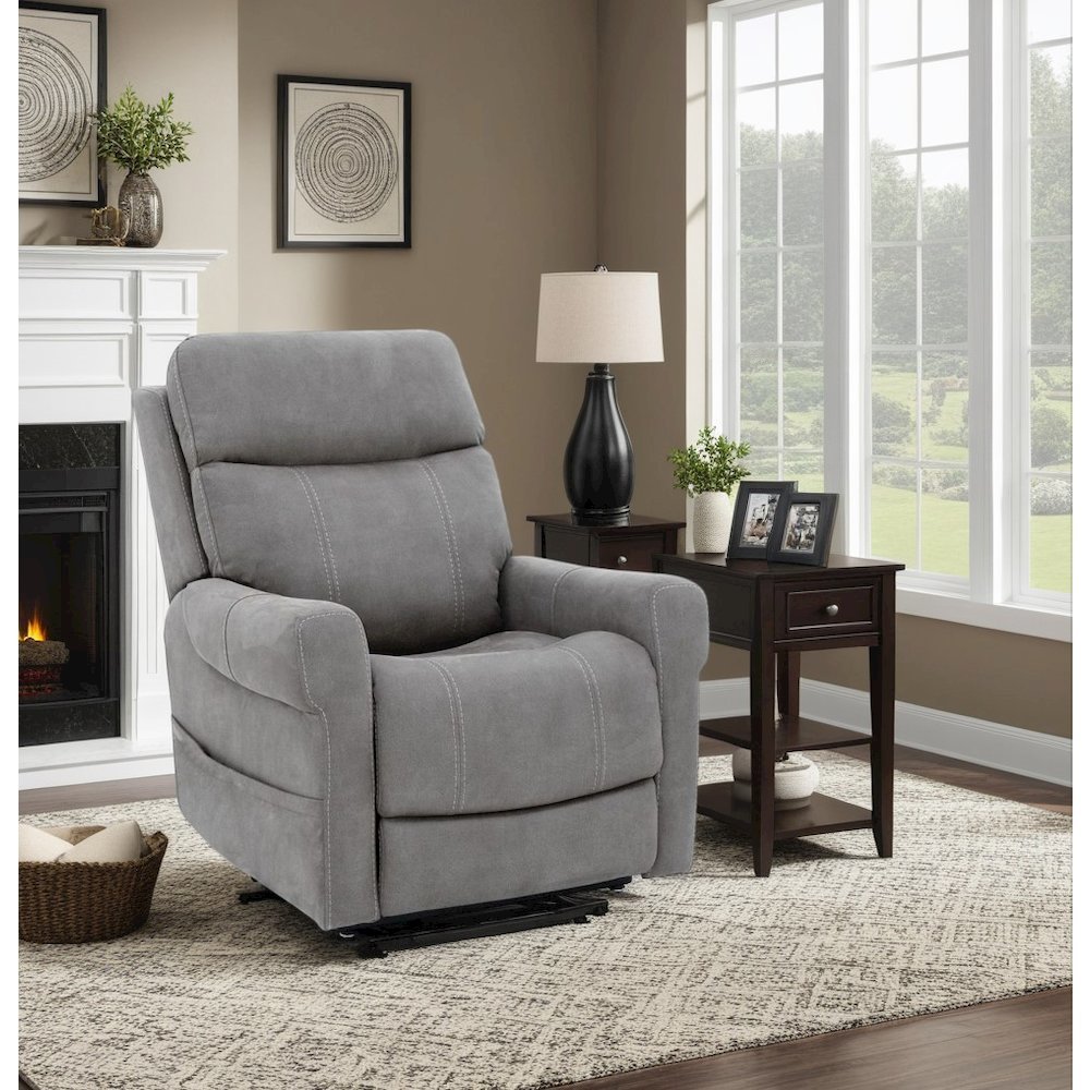 Gray Power Recliner with Heat, Lumbar Support, and Power Headrest