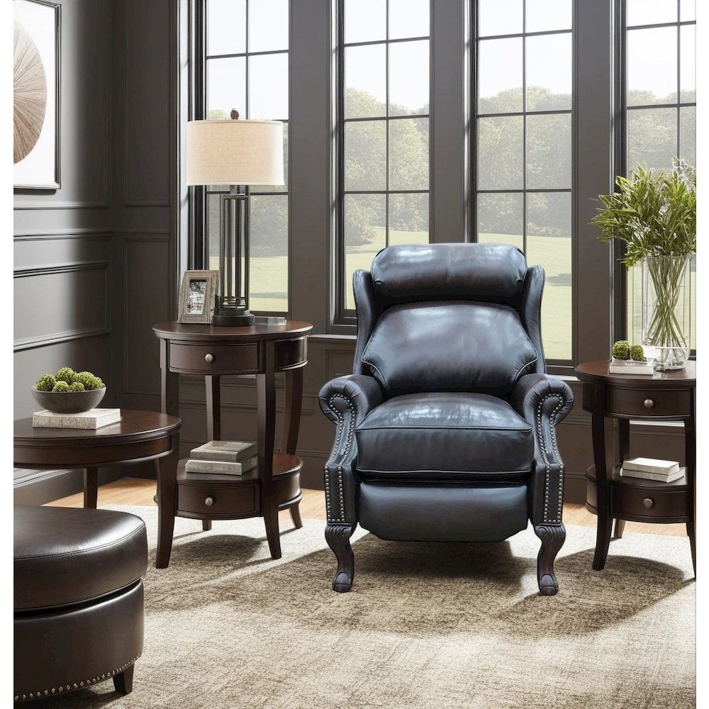Manual Recliner with Hardwood Plywood Frame, Leather Upholstery in Brown