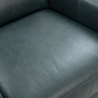 Leather Wall Hugger Recliner Chair with Push-Thru-Arms, Roma Bluegray