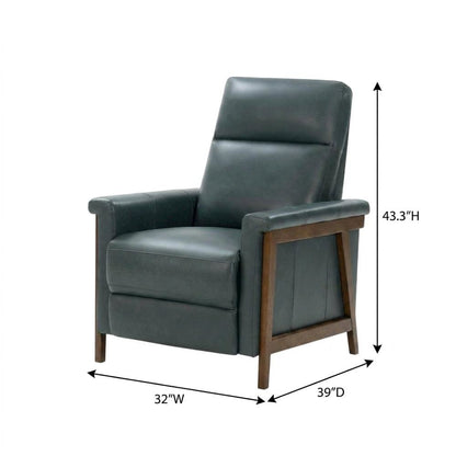 Leather Wall Hugger Recliner Chair with Push-Thru-Arms, Roma Bluegray