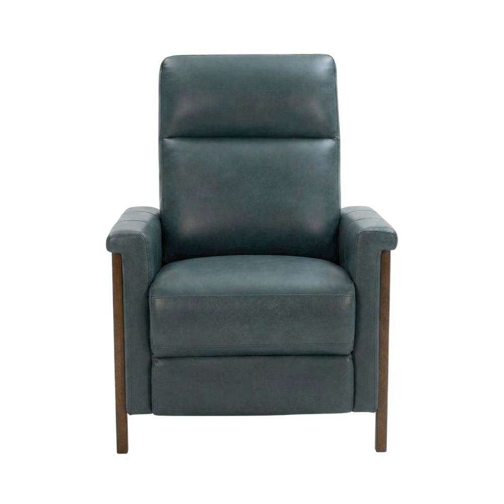 Leather Wall Hugger Recliner Chair with Push-Thru-Arms, Roma Bluegray