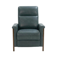 Leather Wall Hugger Recliner Chair with Push-Thru-Arms, Roma Bluegray