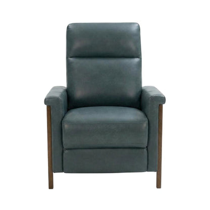 Leather Wall Hugger Recliner Chair with Push-Thru-Arms, Roma Bluegray