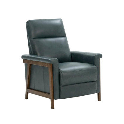 Leather Wall Hugger Recliner Chair with Push-Thru-Arms, Roma Bluegray