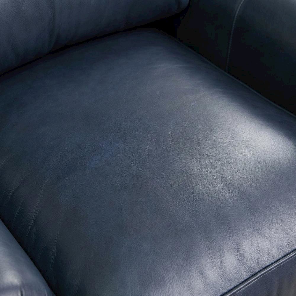 Meade Leather Manual Recliner Chair with Wall-Proximity Design, Shoreham Blue