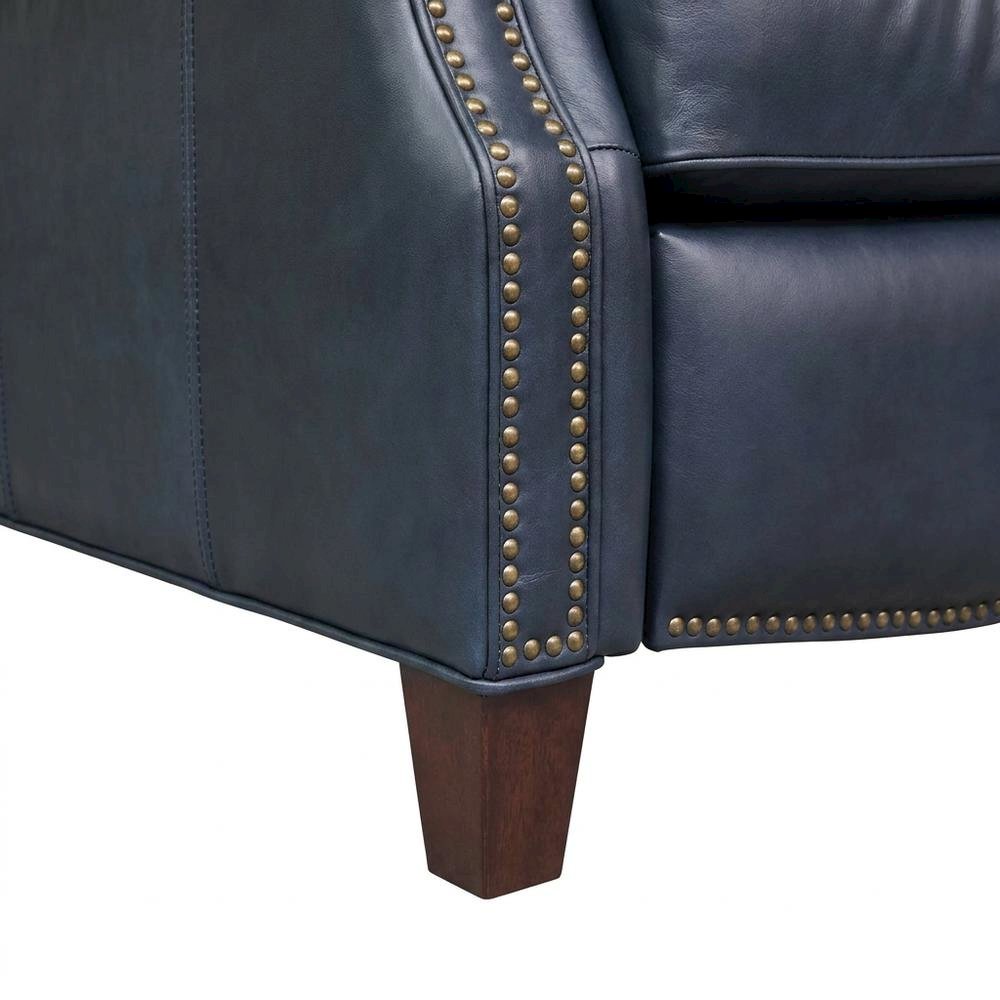 Meade Leather Manual Recliner Chair with Wall-Proximity Design, Shoreham Blue