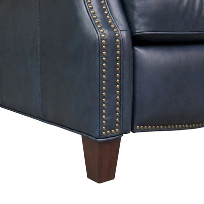 Meade Leather Manual Recliner Chair with Wall-Proximity Design, Shoreham Blue