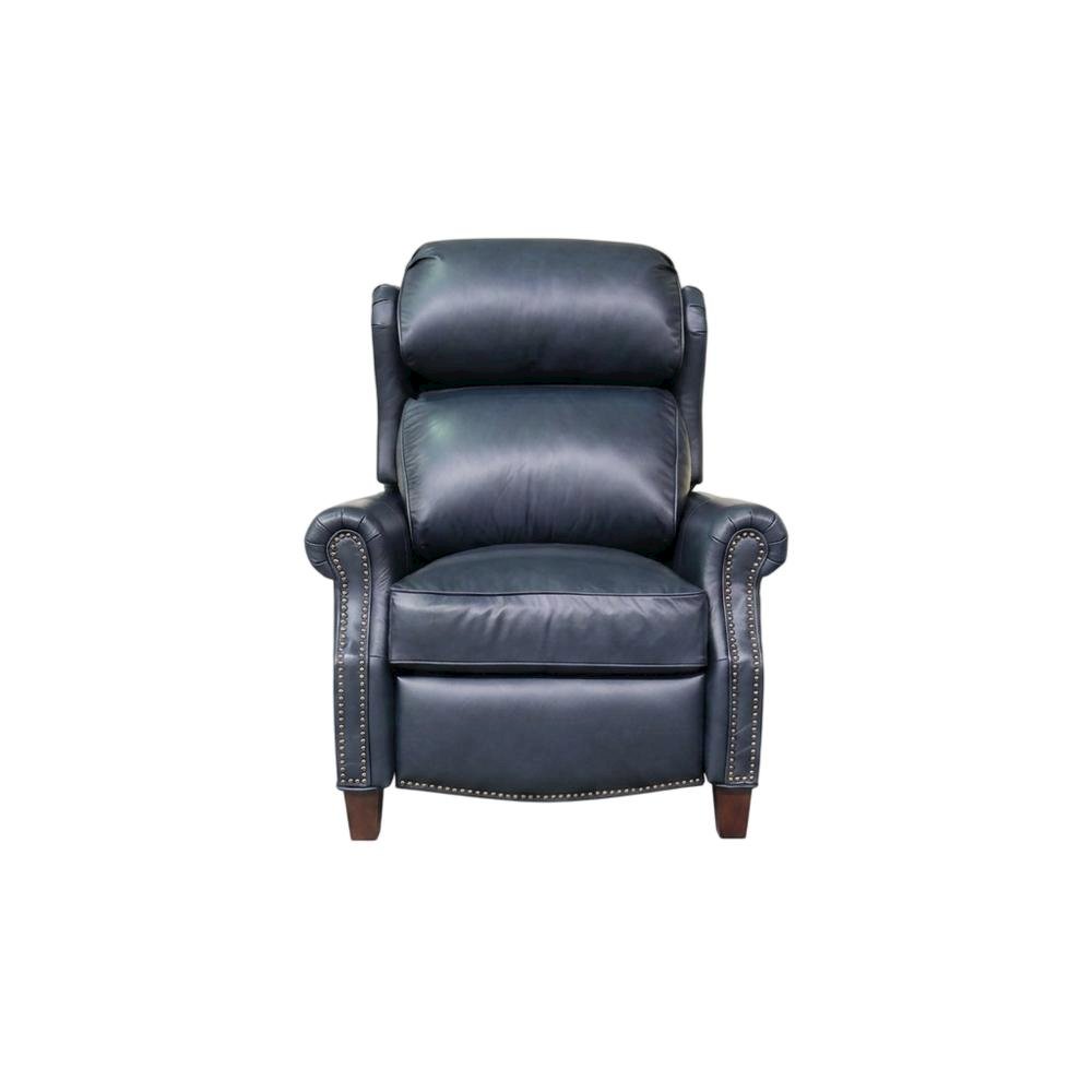 Meade Leather Manual Recliner Chair with Wall-Proximity Design, Shoreham Blue