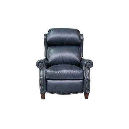 Meade Leather Manual Recliner Chair with Wall-Proximity Design, Shoreham Blue