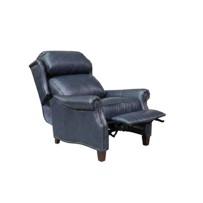 Meade Leather Manual Recliner Chair with Wall-Proximity Design, Shoreham Blue