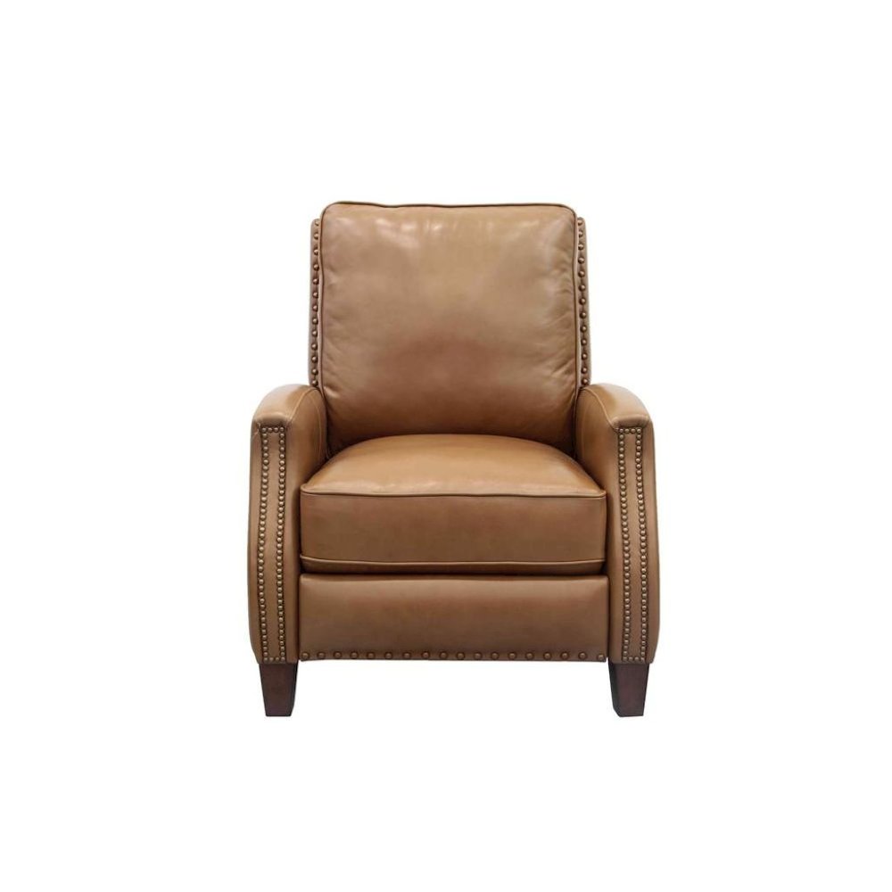 Brown Leather Recliner Chair with Hardwood Frame and Footrest