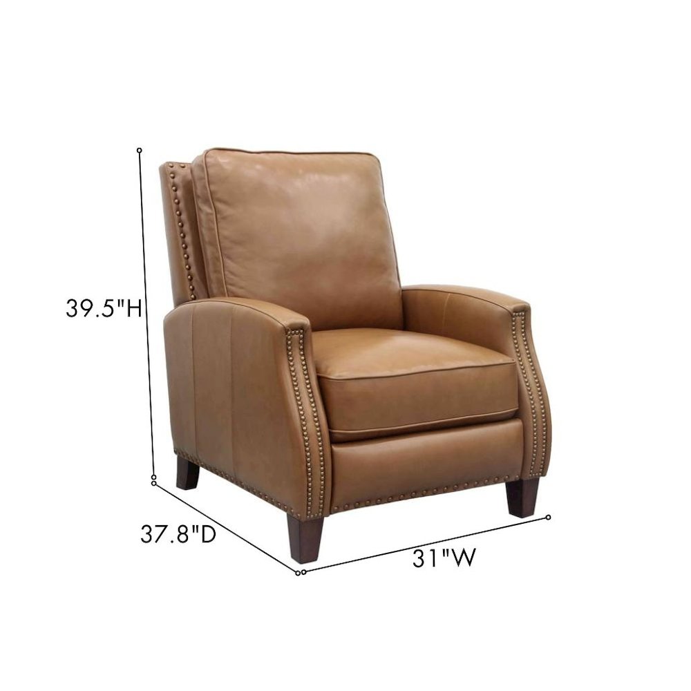 Brown Leather Recliner Chair with Hardwood Frame and Footrest