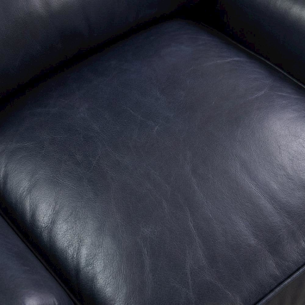 Leather-Upholstered Recliner with Wall-Proximity Design, Shoreham Blue
