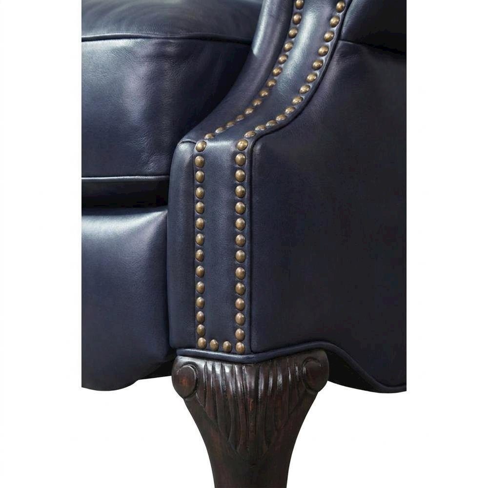Leather-Upholstered Recliner with Wall-Proximity Design, Shoreham Blue