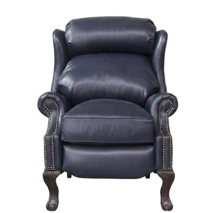 Leather-Upholstered Recliner with Wall-Proximity Design, Shoreham Blue