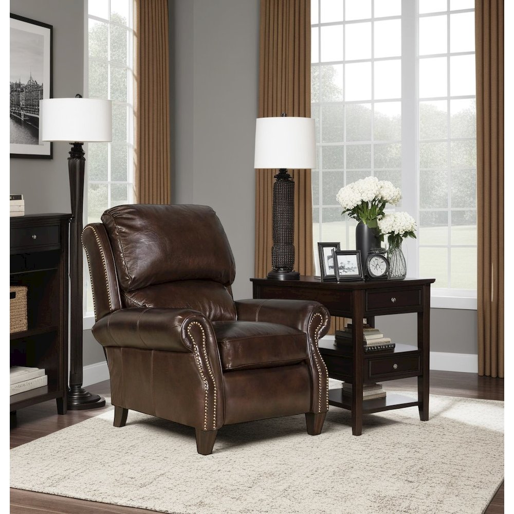 Brown Leather Recliner with Hardwood Plywood Frame for Ultimate Comfort