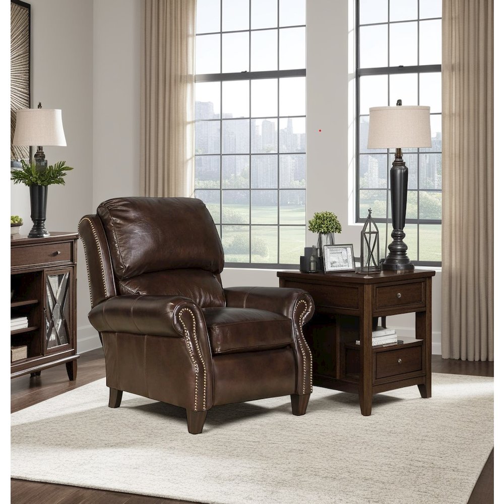 Brown Leather Recliner with Hardwood Plywood Frame for Ultimate Comfort