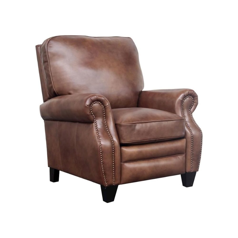 Brown Leather Mid Century Recliner Chair with Footrest Extension