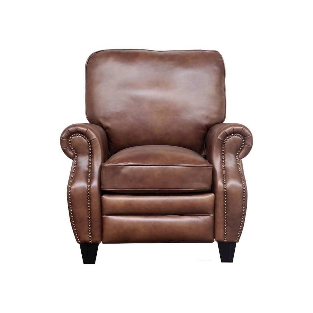 Brown Leather Mid Century Recliner Chair with Footrest Extension