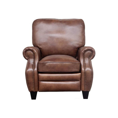 Brown Leather Mid Century Recliner Chair with Footrest Extension