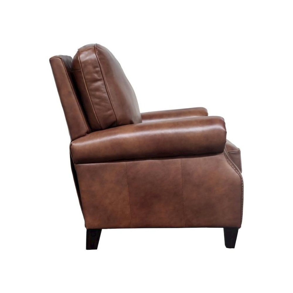 Brown Leather Mid Century Recliner Chair with Footrest Extension