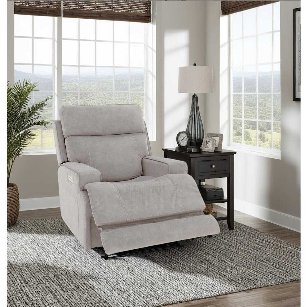 Gray Power Recliner with Adjustable Headrest and Footrest Extension