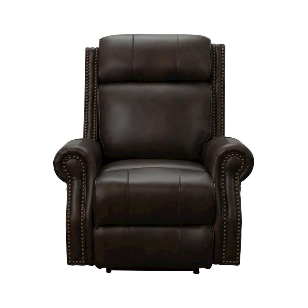 Brown Leather Oversized Recliner with Power Headrest, USB and Extended Footrest