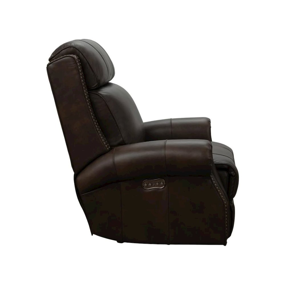 Brown Leather Oversized Recliner with Power Headrest, USB and Extended Footrest