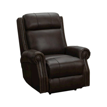 Brown Leather Oversized Recliner with Power Headrest, USB and Extended Footrest