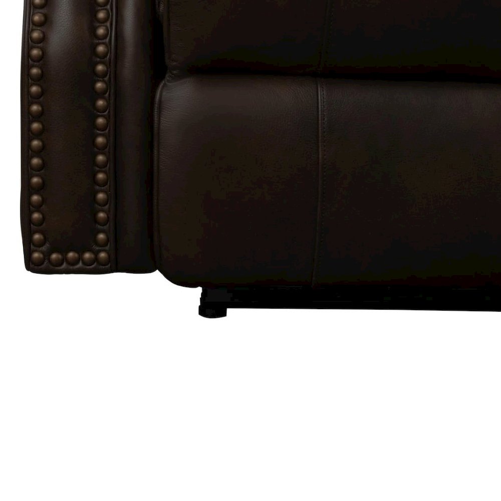 Brown Leather Oversized Recliner with Power Headrest, USB and Extended Footrest