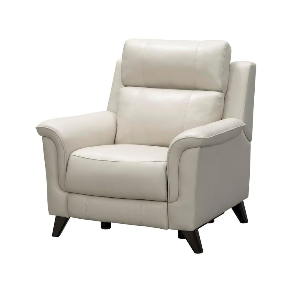 Beige Leather Reclining Chair with Power Headrest and USB Charging Port