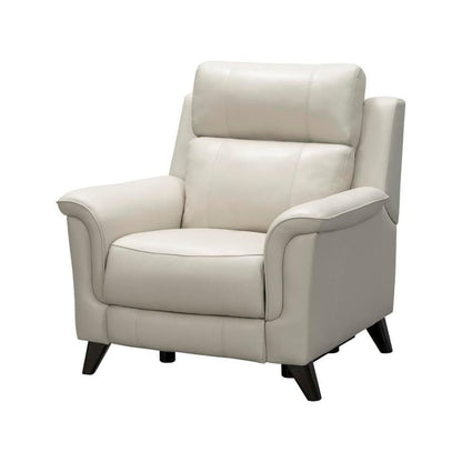 Beige Leather Reclining Chair with Power Headrest and USB Charging Port