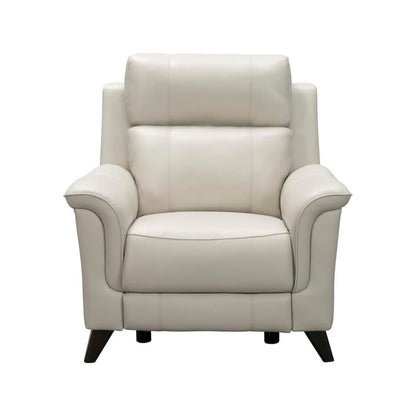 Beige Leather Reclining Chair with Power Headrest and USB Charging Port