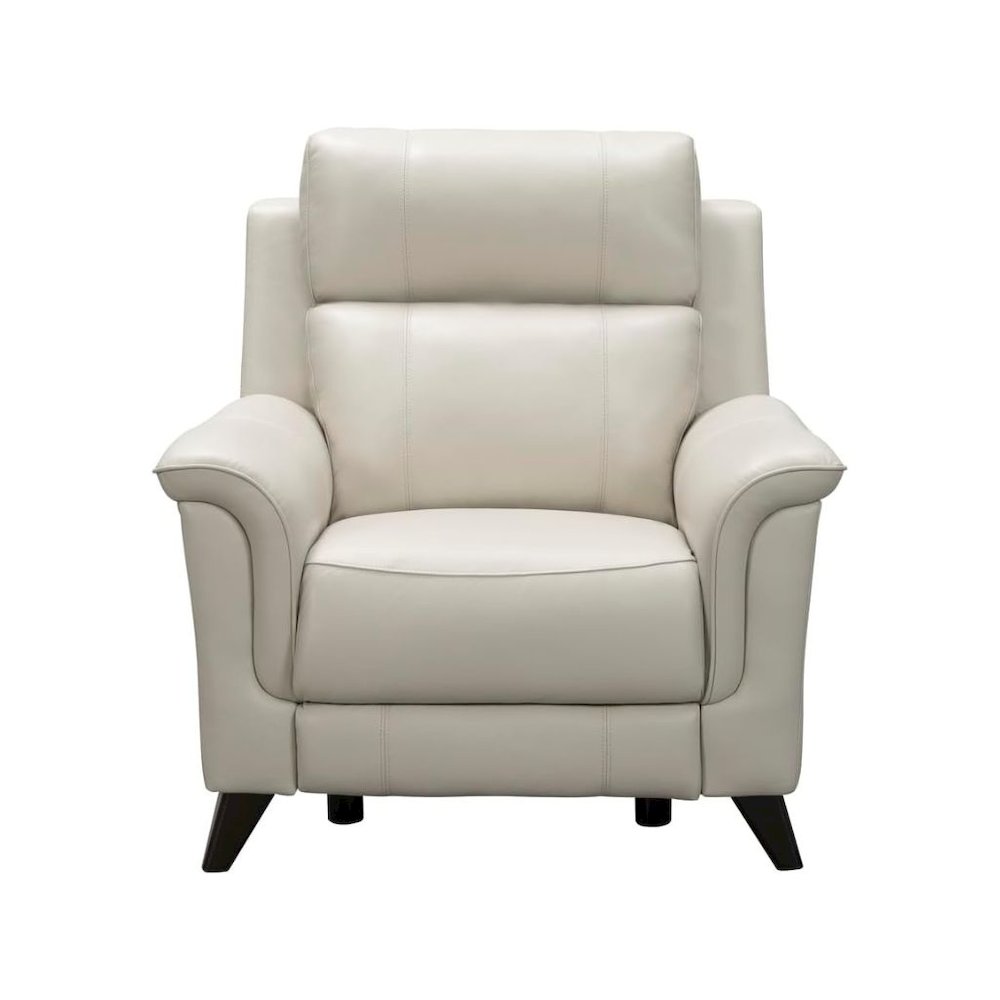 Beige Leather Reclining Chair with Power Headrest and USB Charging Port